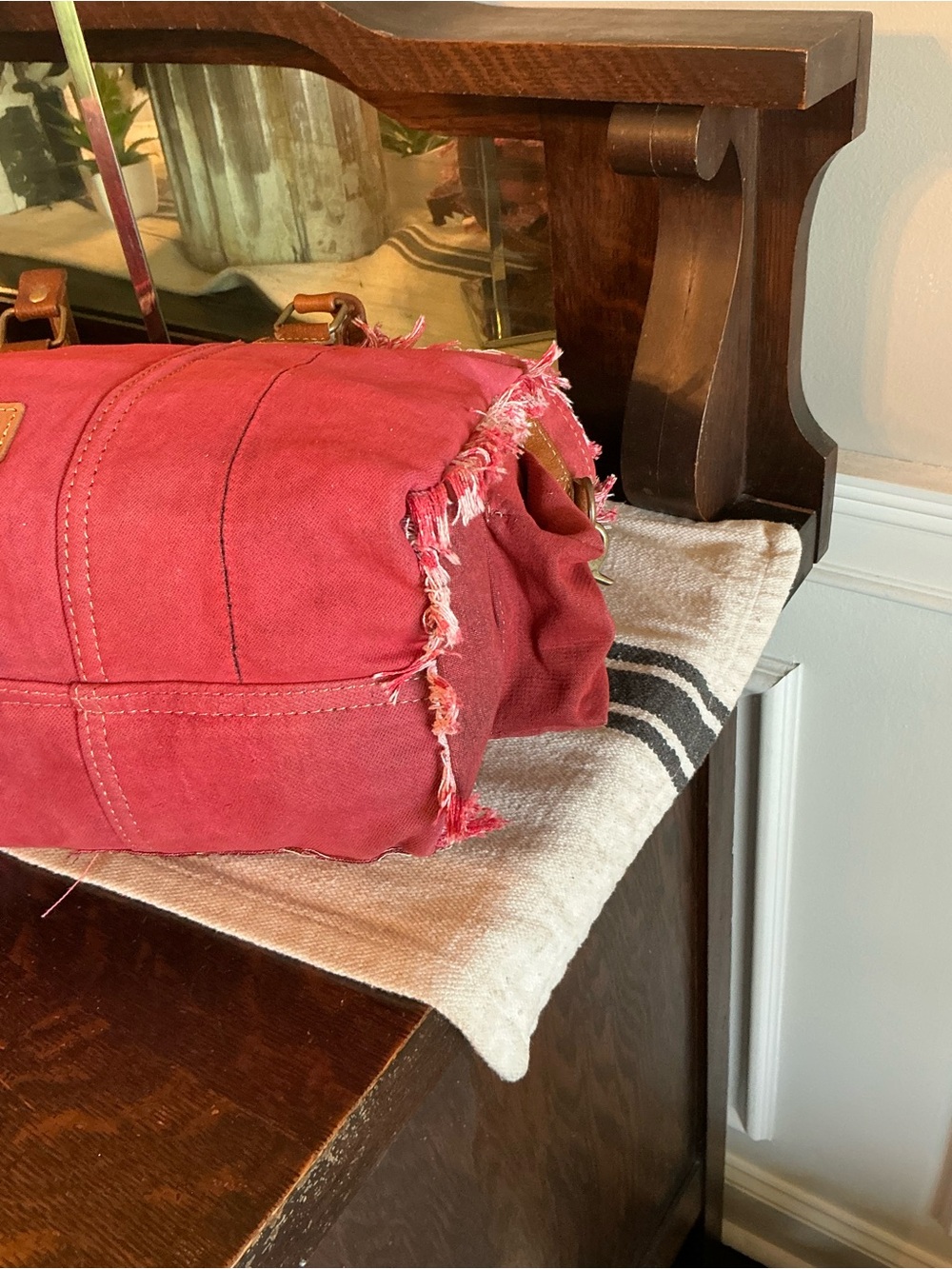 NWT Myra Bag Coastal Steel Upcyclyed Canvas Shoulder Bag Tote Crossbody Red $65 - Picture 14 of 15